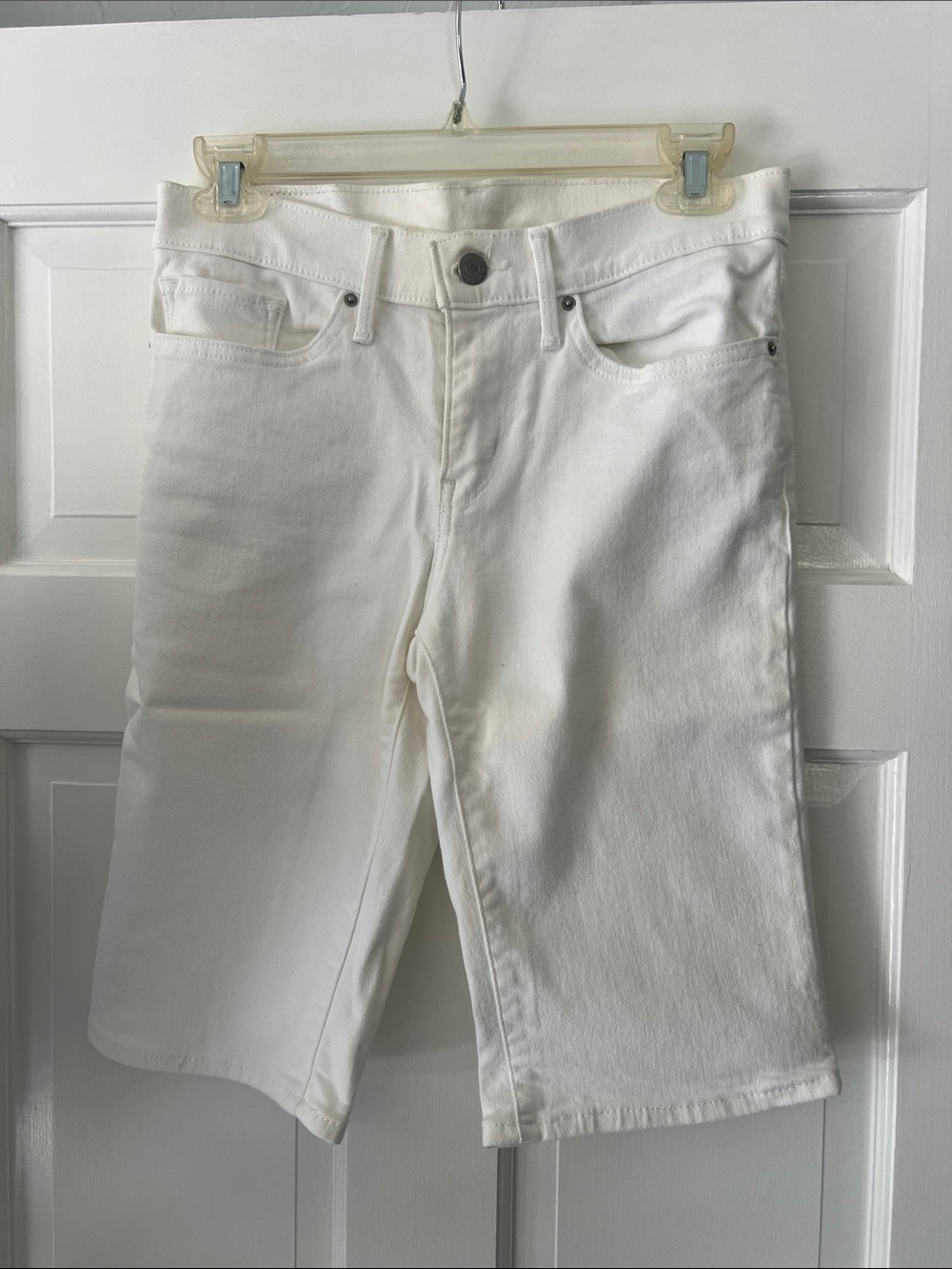 Levi's White Denim Bermuda Shorts with Red Tab